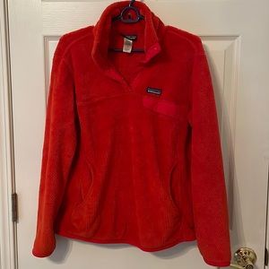 Patagonia Womens large Snap-T pullover, orange and pink